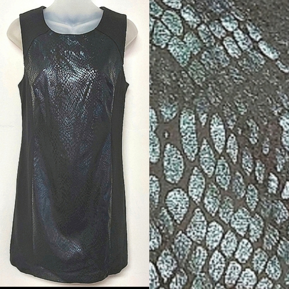 INC Little Black Dress with Faux Snakeskin Panels on Front & Back. Size Medium